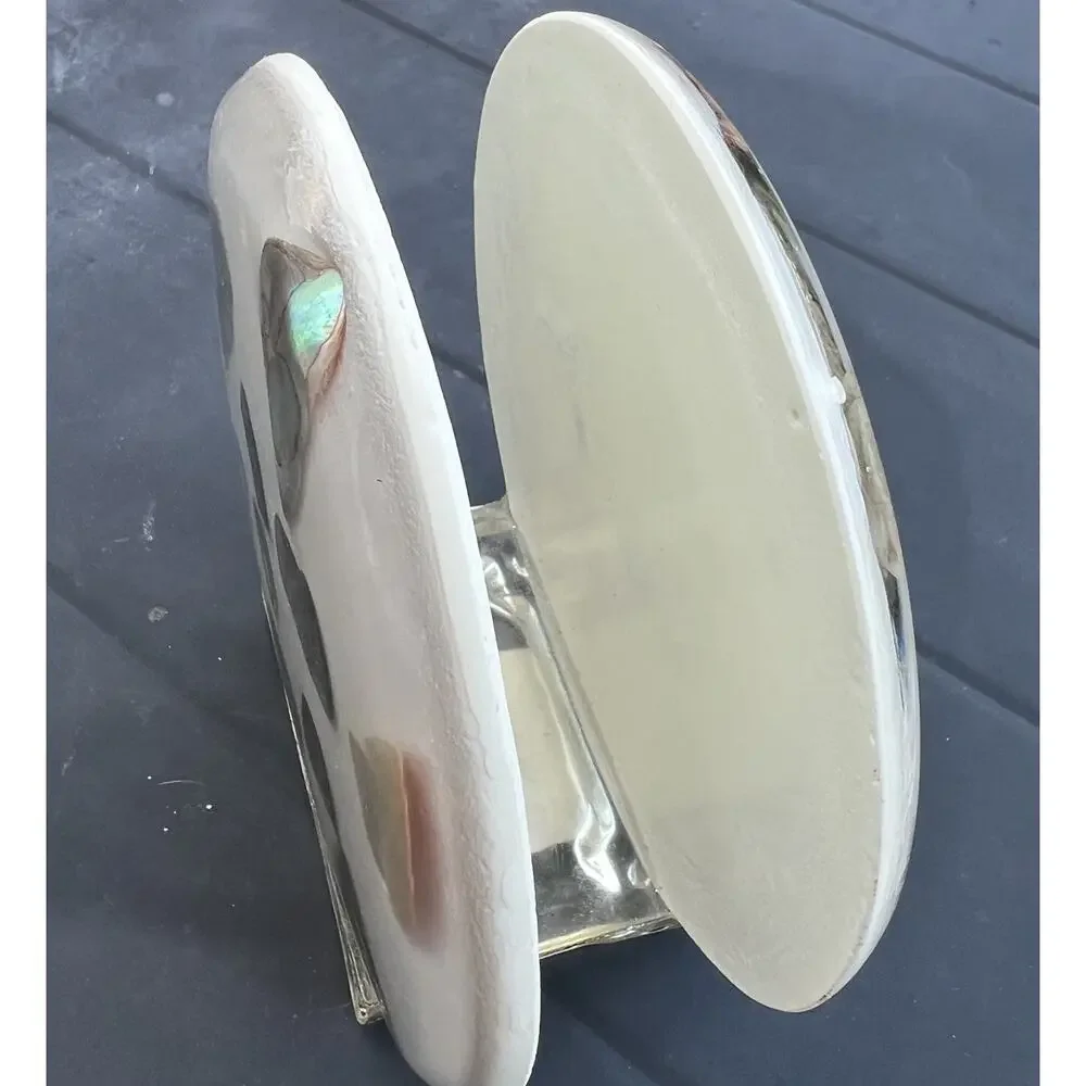 Vtg 1960s Lucite Napkin Letter Holder Abalone Sea Shells White Beach Ocean 6